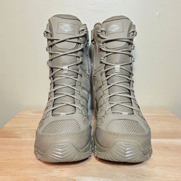 Merrell Moab 3 8" Tactical Waterproof Zip Boots Dark Coyote Tan J004107 Men's 10 - Picture 2 of 7